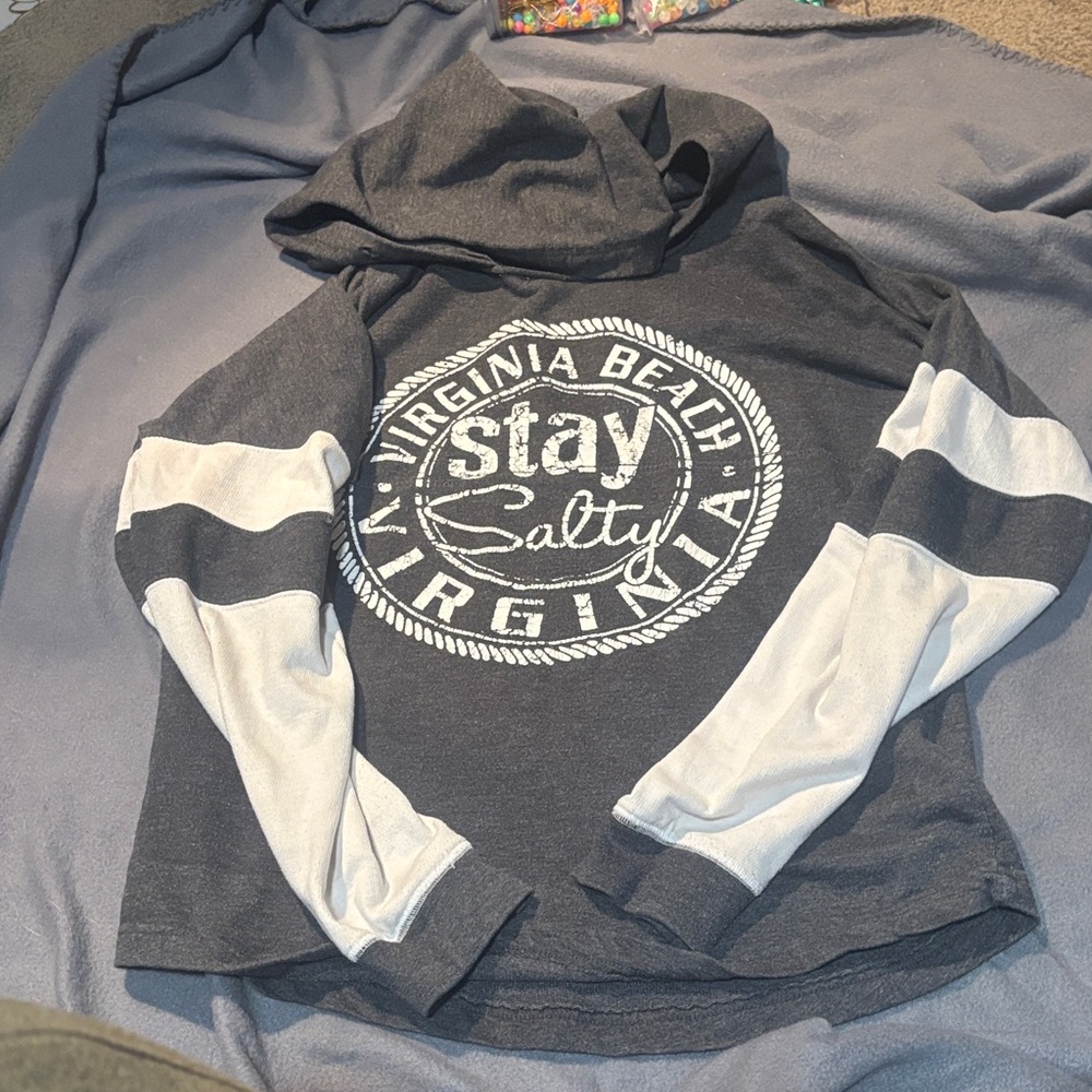 Stay Salty Women's Gray and White Hoodie